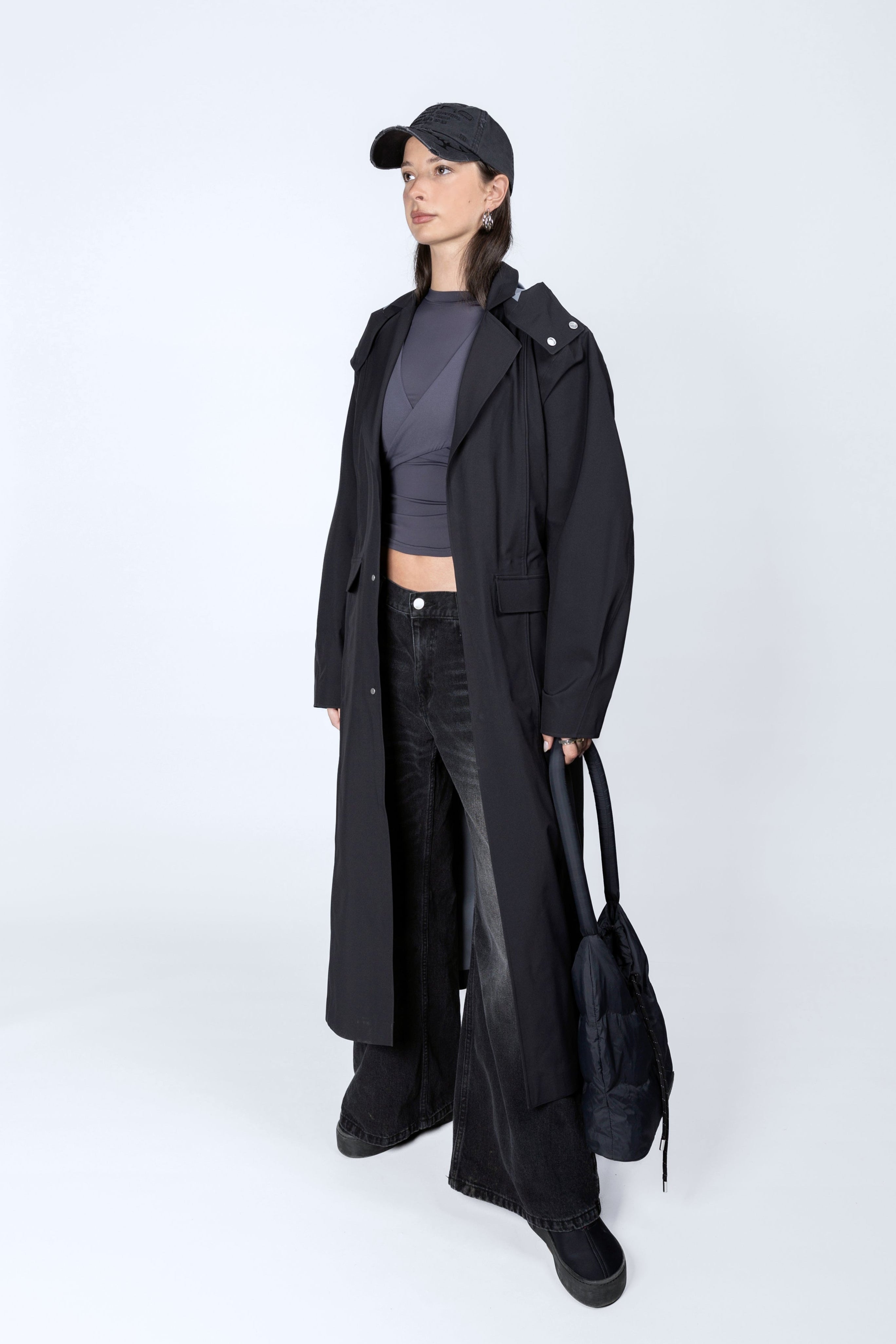 3L ブラック 防水 クロップ レインジャケット フード付き – Adhere To