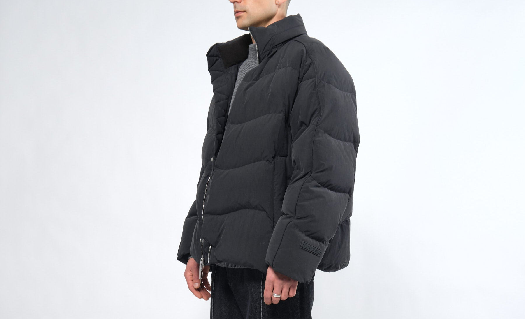 Re:Down® Black Puffer Jacket with Hood - Adhere To  - 3