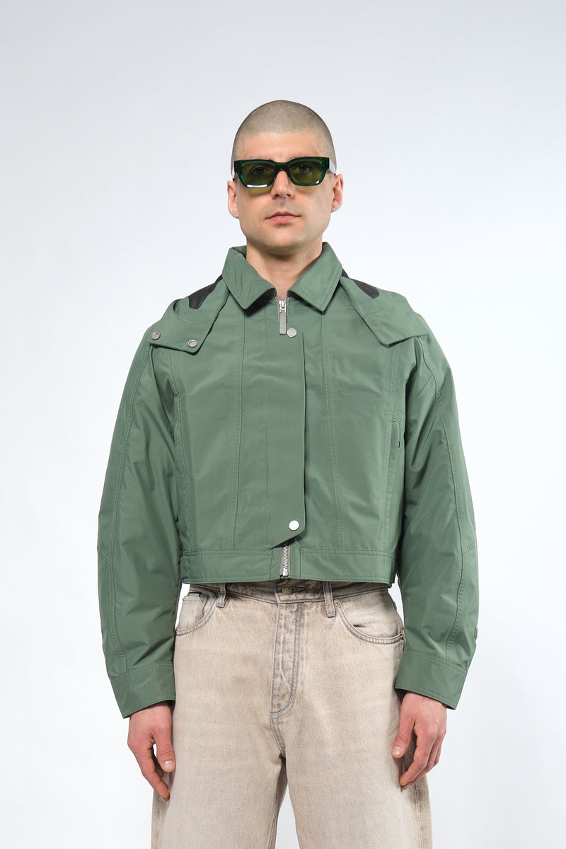 3L Green Waterproof Crop Rain Jacket with Hood – Adhere To