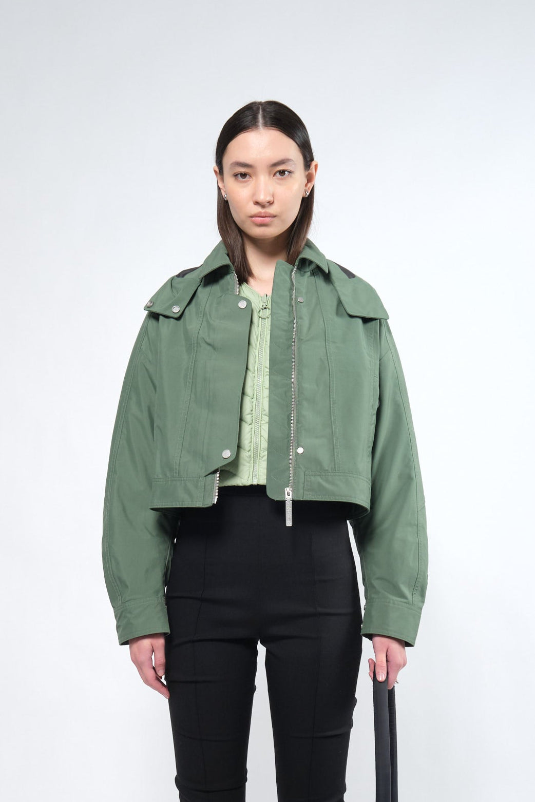  3L Green Waterproof Crop Rain Jacket with Hood - Adhere To  - 4