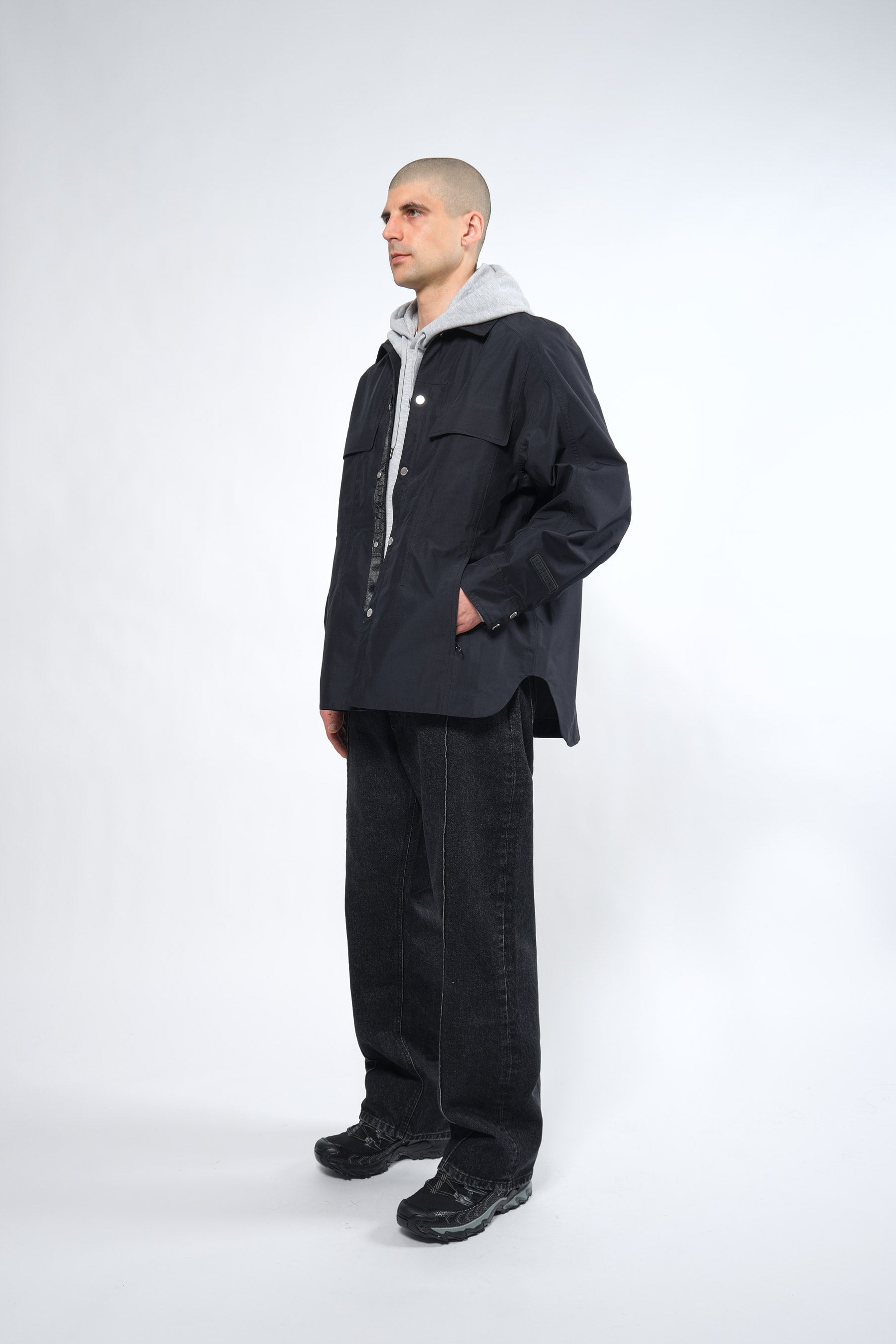  3L Black Waterproof Rain Jacket with Hood - Adhere To  - 4