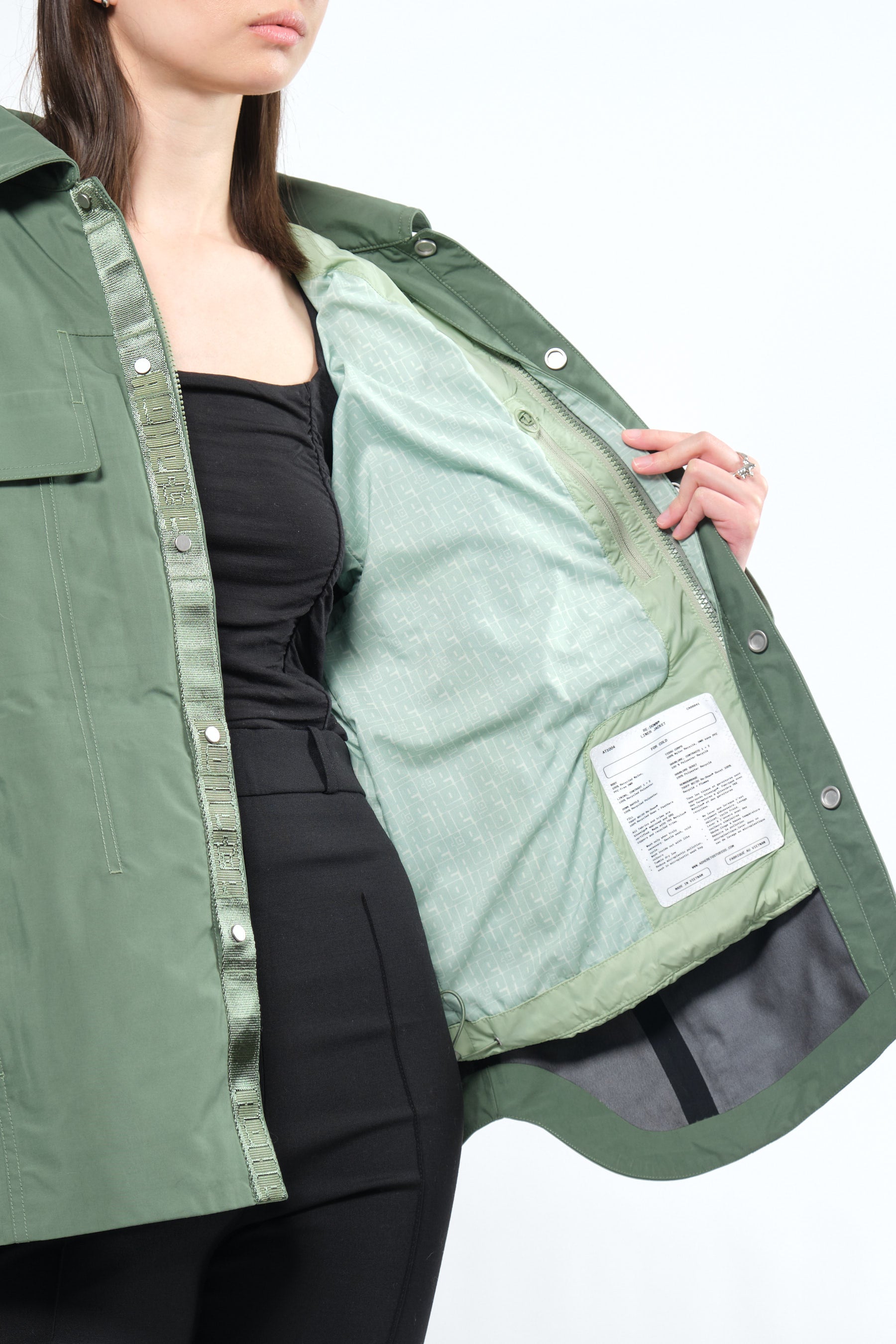  3L Green Waterproof Rain Jacket with Hood - Adhere To  - 12
